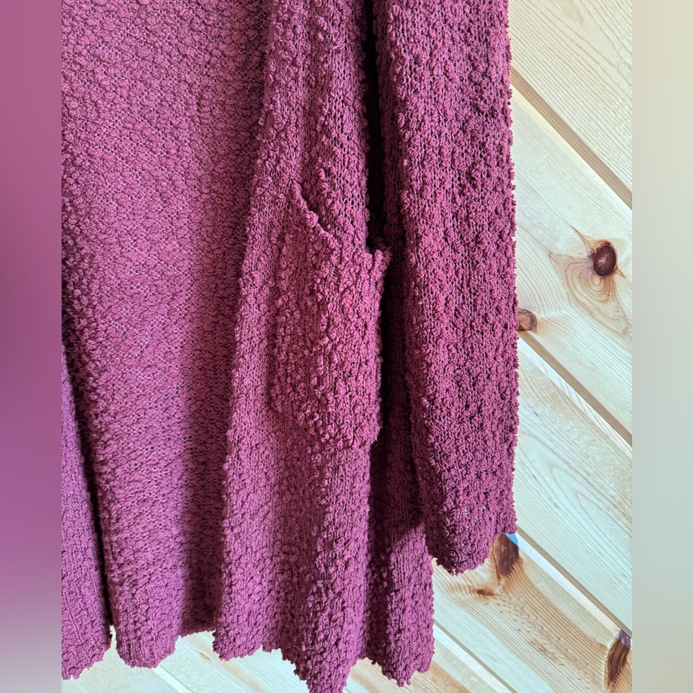 Women's Textured Rust Sweater Cardigan - Picture 3 of 5